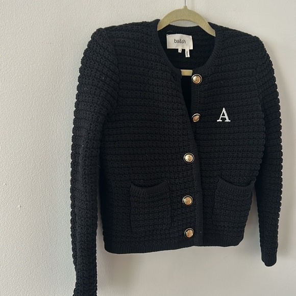 Ba&sh Bash Gaspard Tweed Cardigan Sweater Black Size Small - Picture 6 of 9